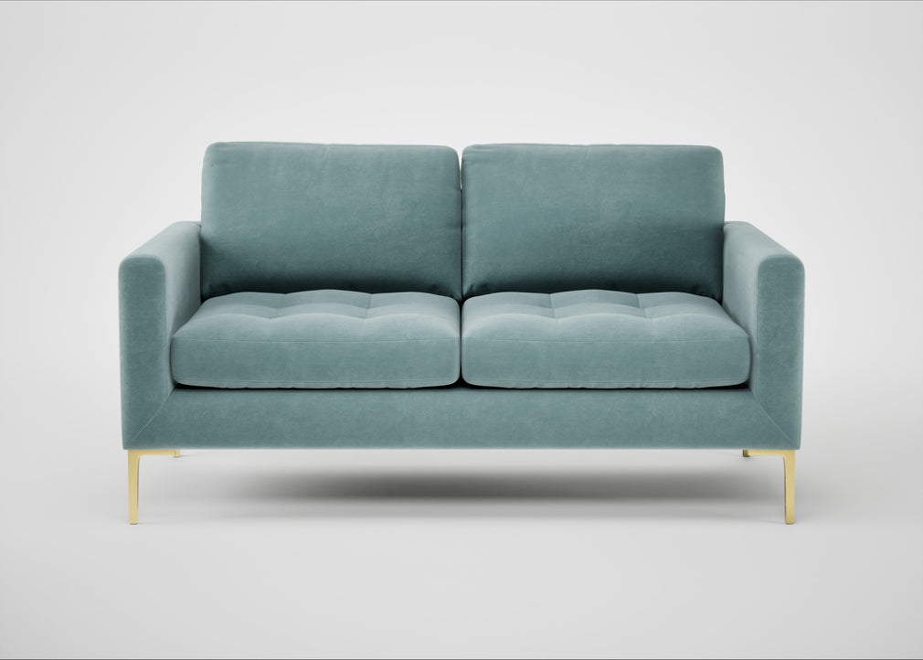 Eton 2 Seater Sofa Smart Luxe Velvet Mineral Blue / Brass