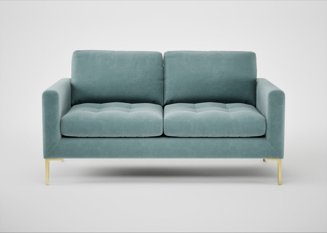 Eton 2 Seater Sofa Smart Luxe Velvet Mineral Blue / Brass