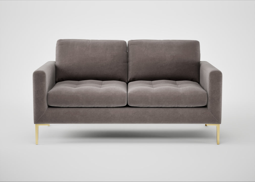 Eton 2 Seater Sofa Smart Luxe Velvet Mushroom / Brass