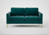 Eton 2 Seater Sofa Smart Luxe Velvet Ocean Green / Brass