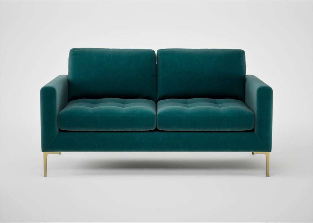 Eton 2 Seater Sofa Smart Luxe Velvet Ocean Green / Brass