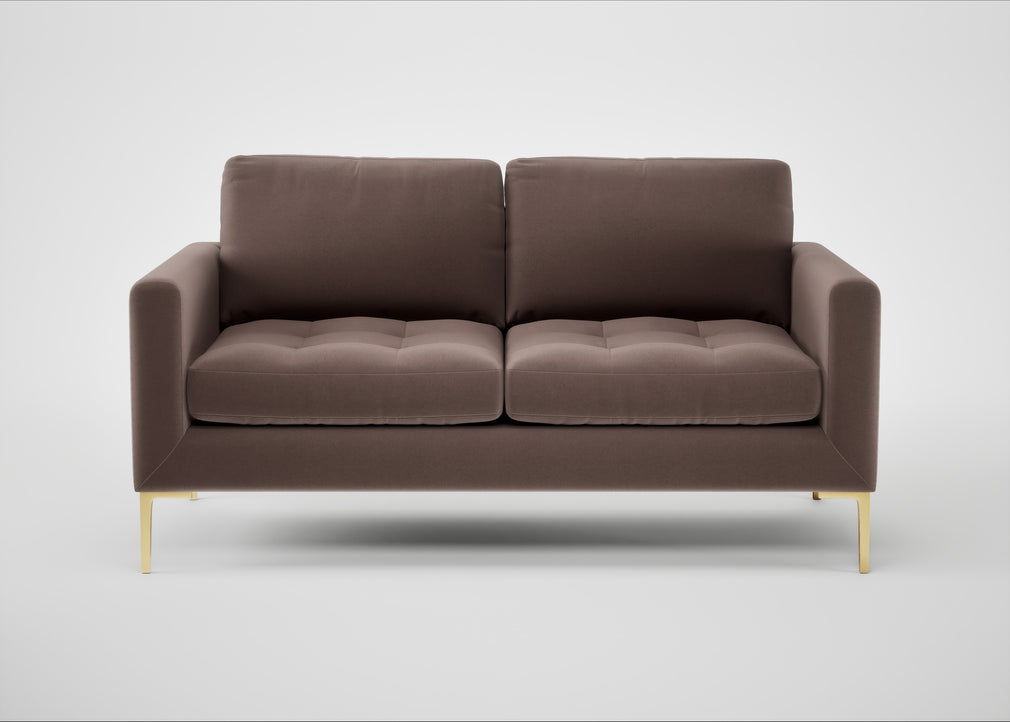 Eton 2 Seater Sofa Smart Velvet Mouse / Brass