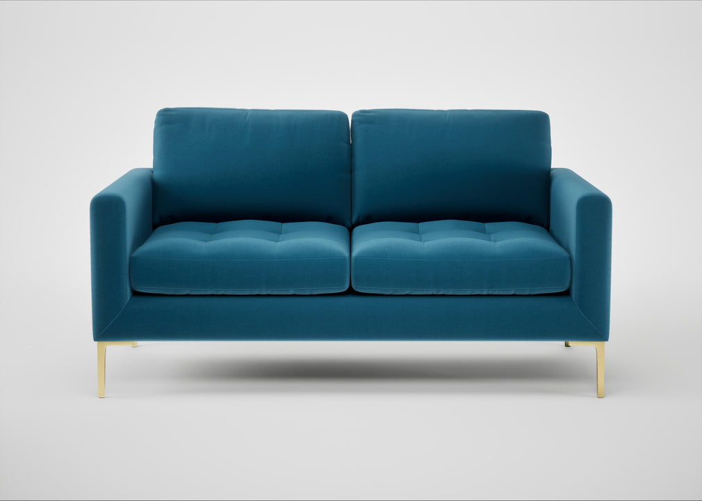 Eton 2 Seater Sofa Smart Velvet Ocean Blue / Brass