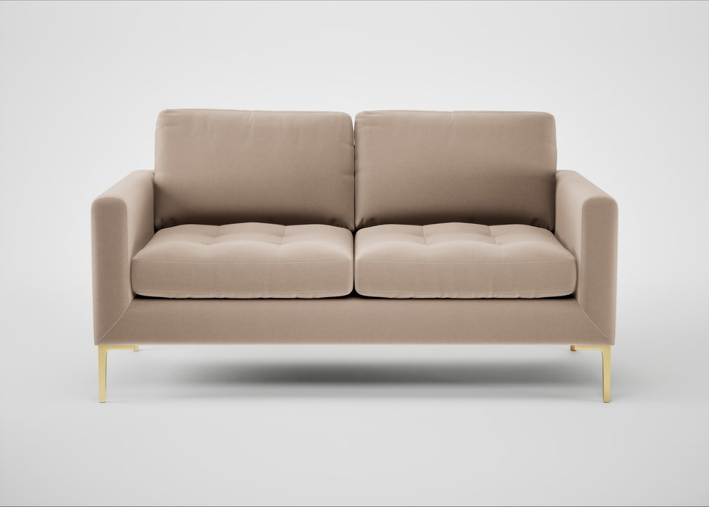 Eton 2 Seater Sofa Smart Velvet Pebble / Brass