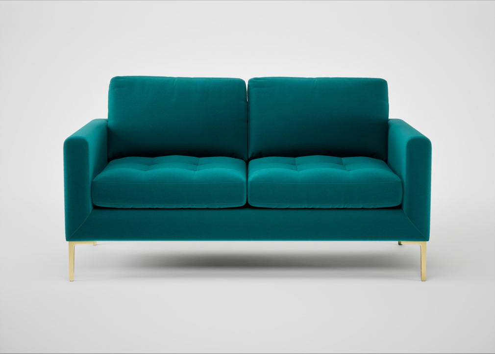 Eton 2 Seater Sofa Smart Velvet Petrol / Brass