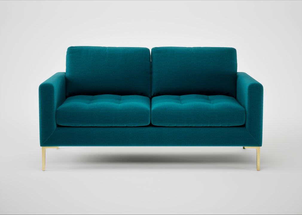 Eton 2 Seater Sofa Cotton Velvet Teal / Brass
