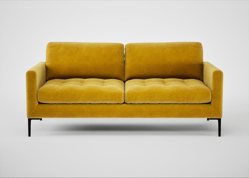 Eton 3 Seater Sofa Smart Luxe Velvet Canary / Black