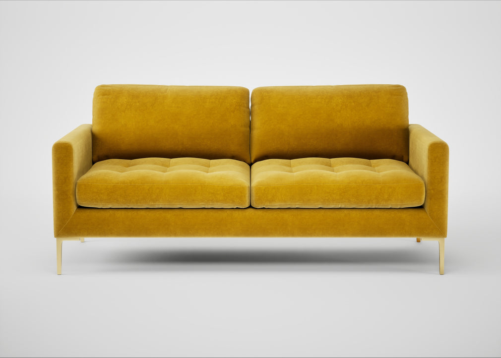 Eton 3 Seater Sofa Smart Luxe Velvet Canary / Brass
