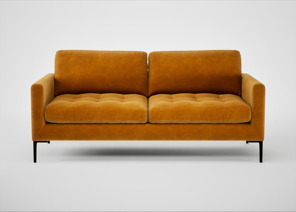 Eton 3 Seater Sofa Smart Luxe Velvet Cognac / Black