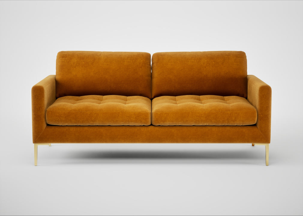 Eton 3 Seater Sofa Smart Luxe Velvet Cognac / Brass
