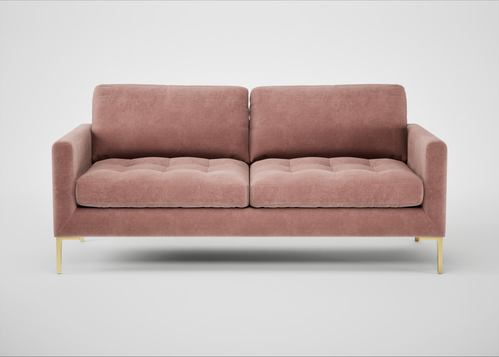 Eton 3 Seater Sofa Smart Luxe Velvet Dusky Pink / Brass