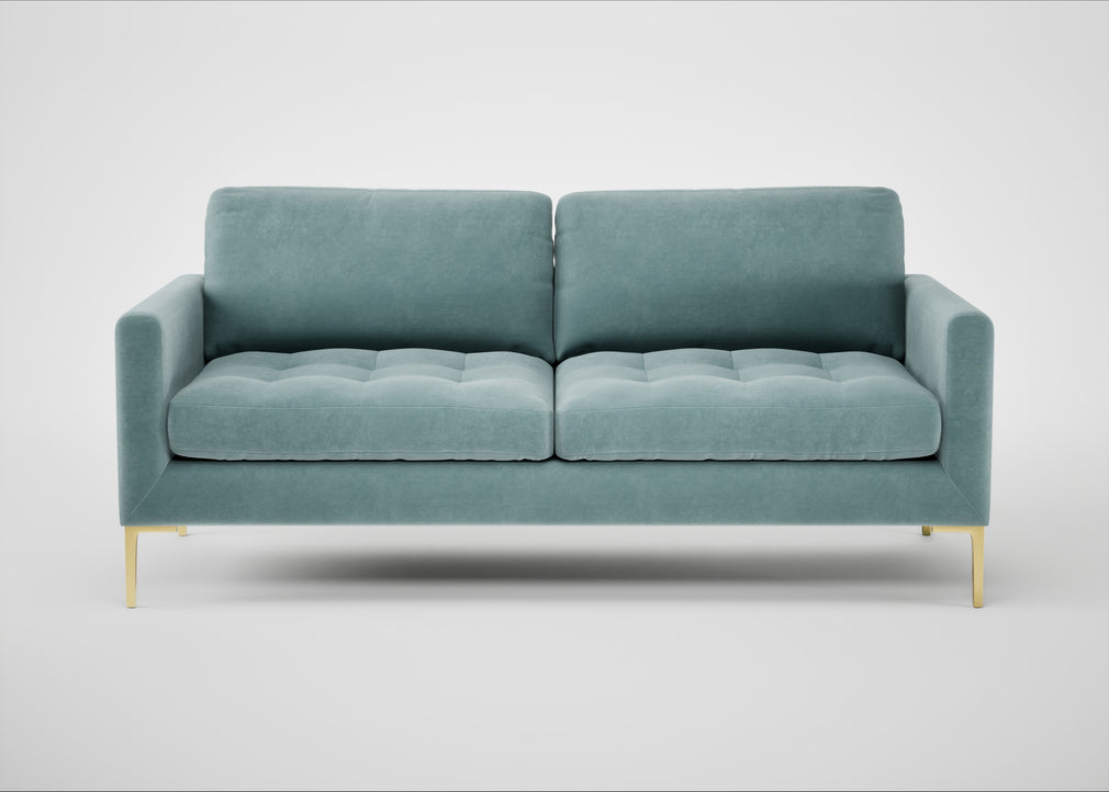 Eton 3 Seater Sofa Smart Luxe Velvet Mineral Blue / Brass