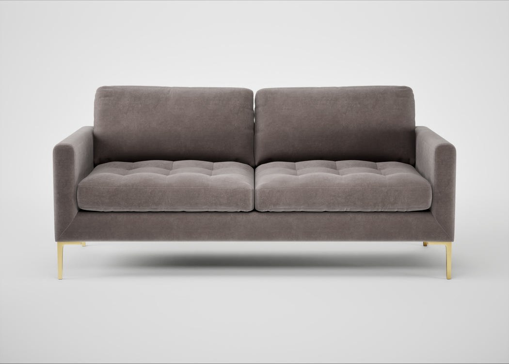 Eton 3 Seater Sofa Smart Luxe Velvet Mushroom / Brass