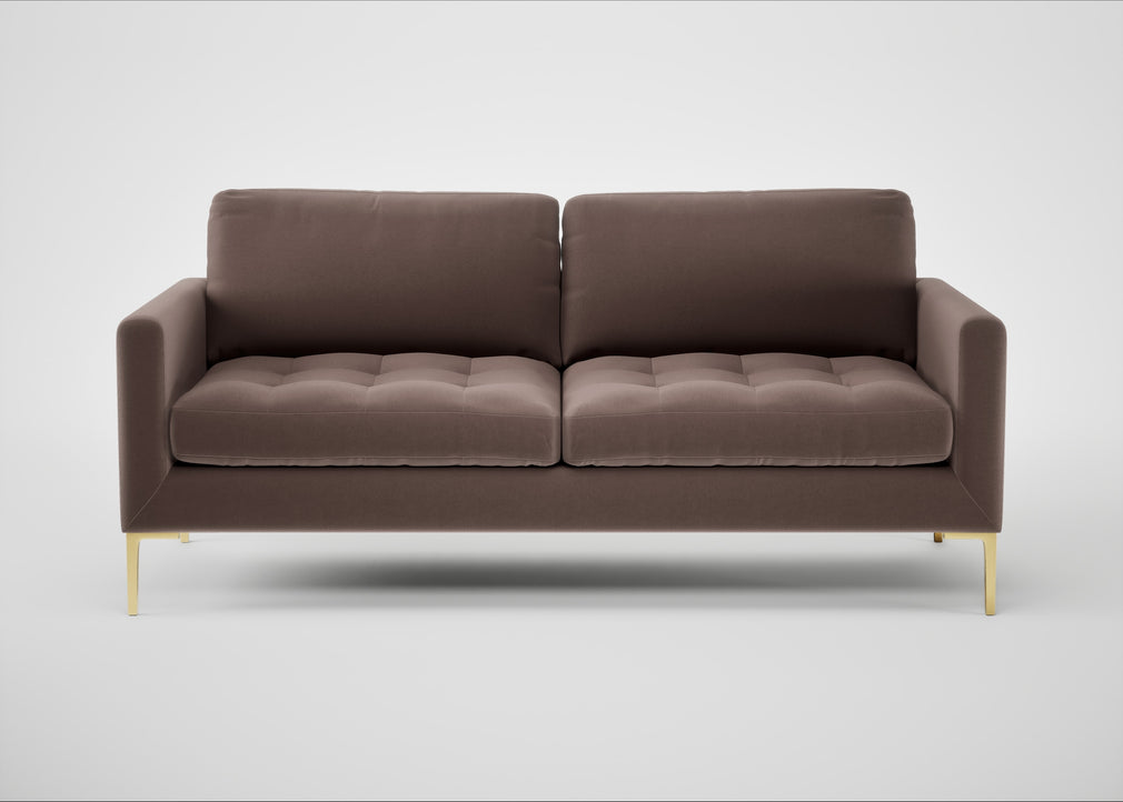 Eton 3 Seater Sofa Smart Velvet Mouse / Brass