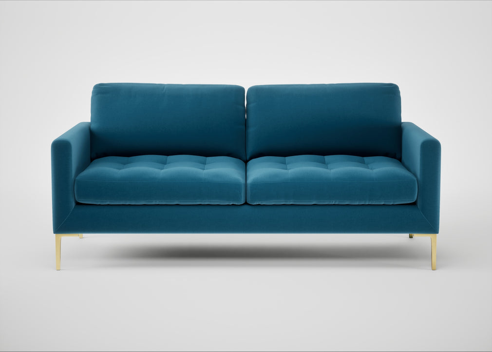 Eton 3 Seater Sofa Smart Velvet Ocean Blue / Brass