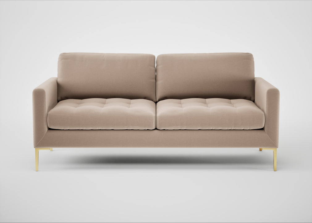 Eton 3 Seater Sofa Smart Velvet Pebble / Brass