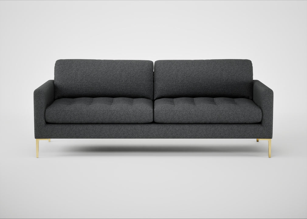 Eton 4 Seater Sofa Melton Wool Granite / Brass