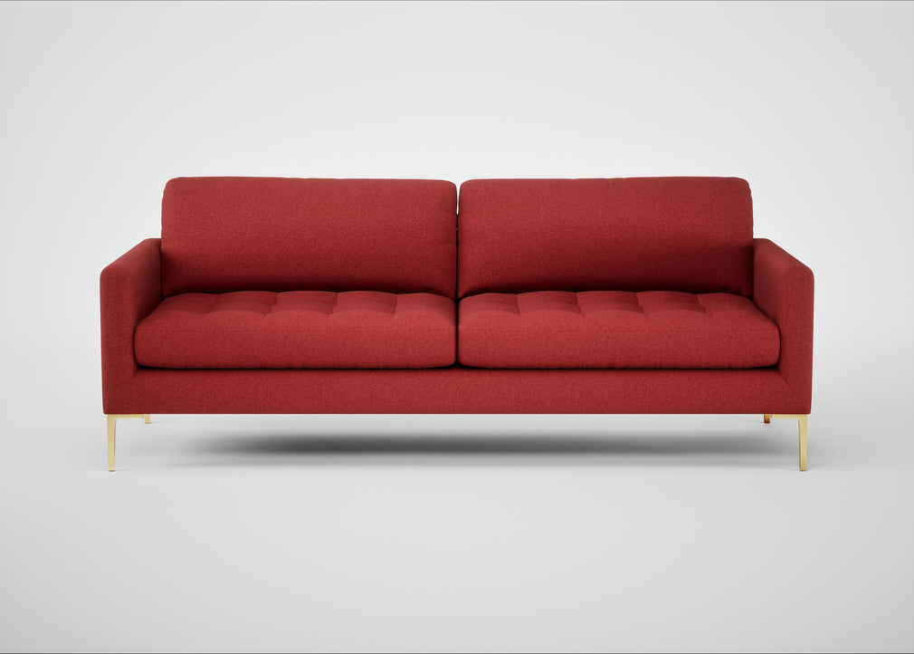Eton 4 Seater Sofa Melton Wool Red Oxide / Brass