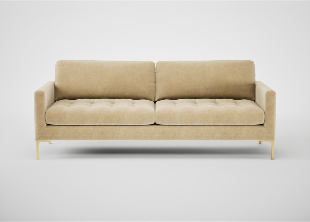 Eton 4 Seater Sofa Smart Luxe Velvet Biscuit / Brass