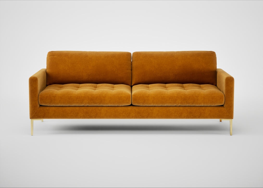 Eton 4 Seater Sofa Smart Luxe Velvet Cognac / Brass