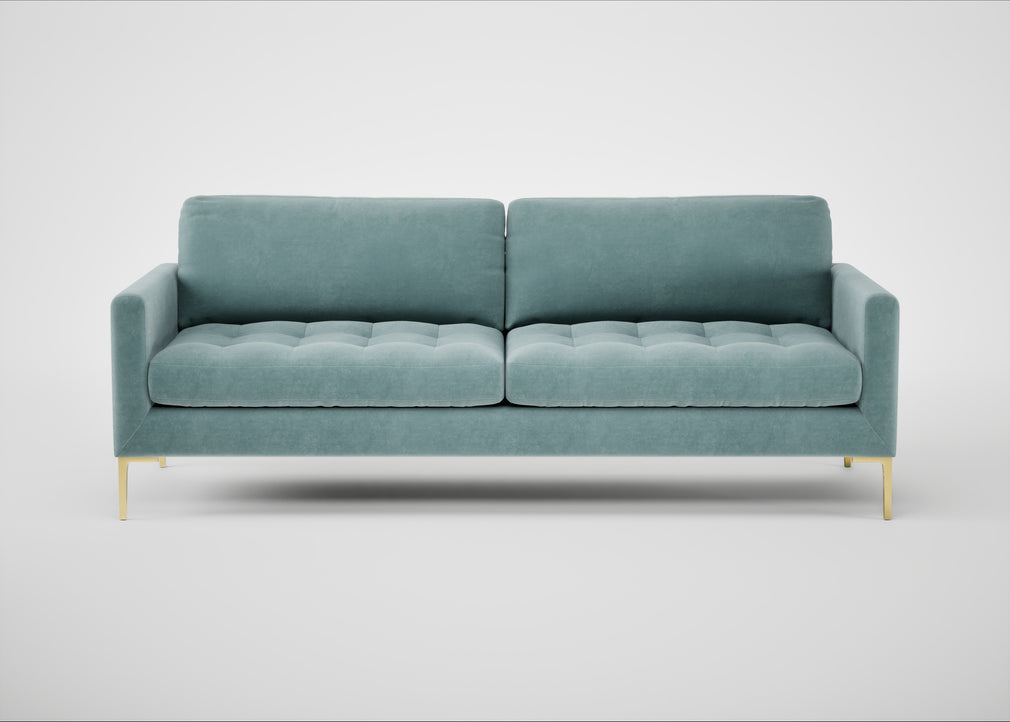 Eton 4 Seater Sofa Smart Luxe Velvet Mineral Blue / Brass