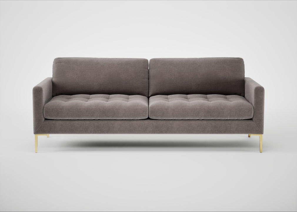 Eton 4 Seater Sofa Smart Luxe Velvet Mushroom / Brass