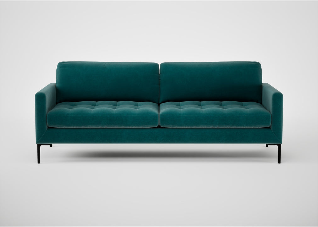 Eton 4 Seater Sofa Smart Luxe Velvet Ocean Green / Black