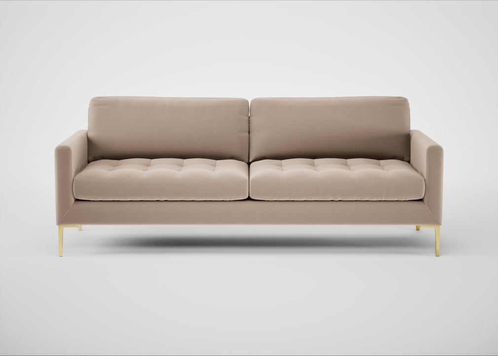 Eton 4 Seater Sofa Smart Velvet Pebble / Brass
