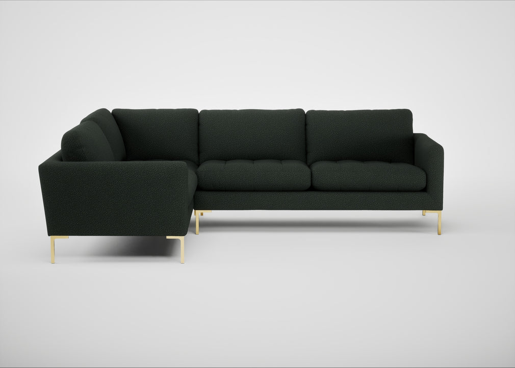 Eton Left Hand Facing Corner Sofa Boucle Fern / Brass