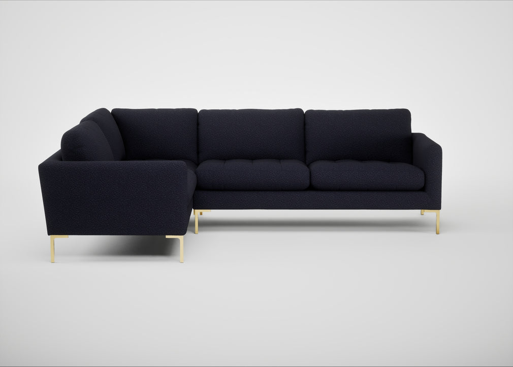 Eton Left Hand Facing Corner Sofa Boucle Indigo / Brass
