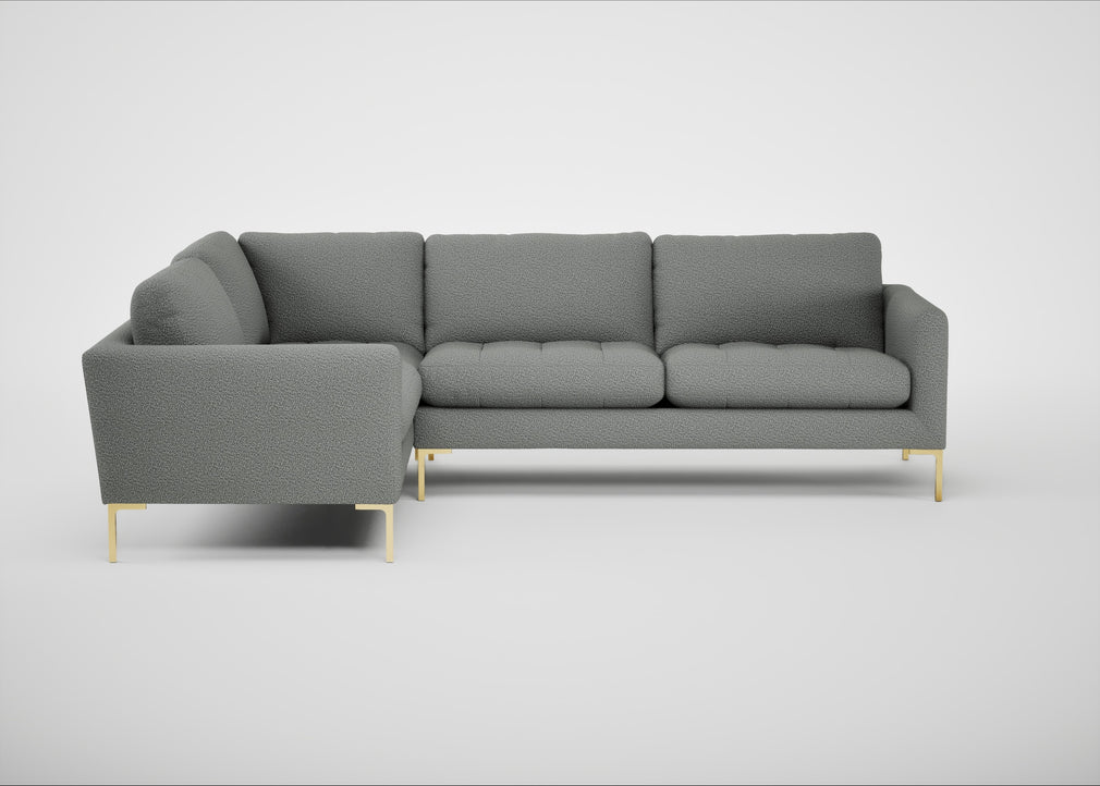 Eton Left Hand Facing Corner Sofa Boucle Steel / Brass