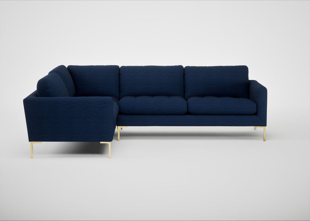 Eton Left Hand Facing Corner Sofa Broad Weave Lagoon / Brass