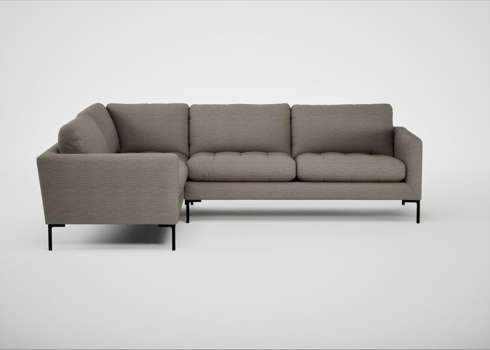 Eton Left Hand Facing Corner Sofa Broad Weave Pebble / Black