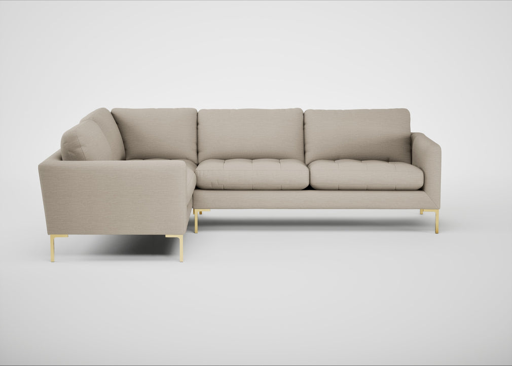 Eton Left Hand Facing Corner Sofa Broad Weave Putty / Brass