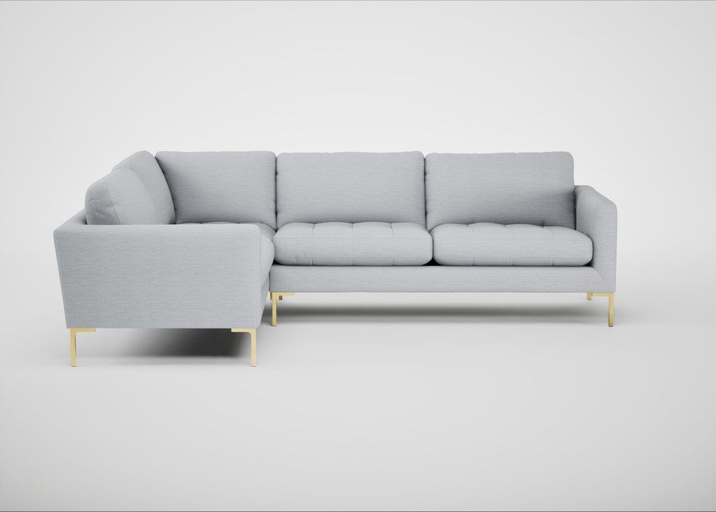 Eton Left Hand Facing Corner Sofa Broad Weave Tin / Brass