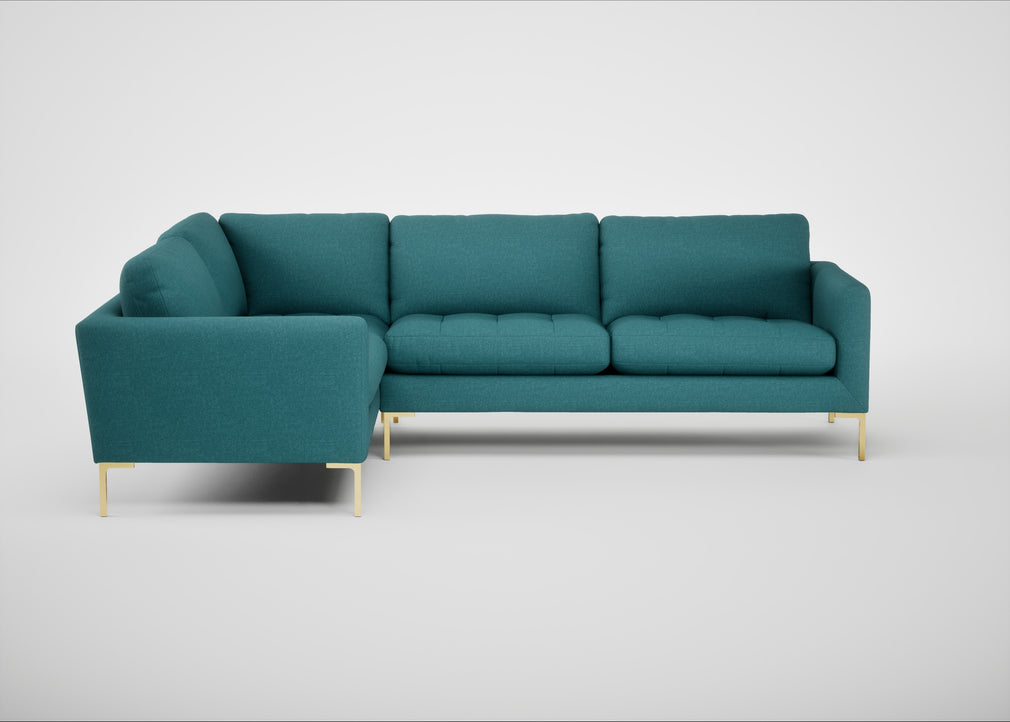 Eton Left Hand Facing Corner Sofa Brushed Cotton Cadet / Brass