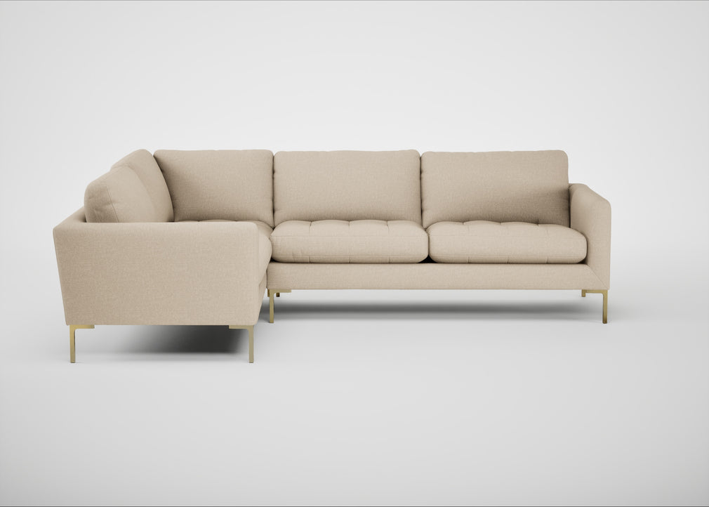 Eton Left Hand Facing Corner Sofa Brushed Cotton Oat / Brass