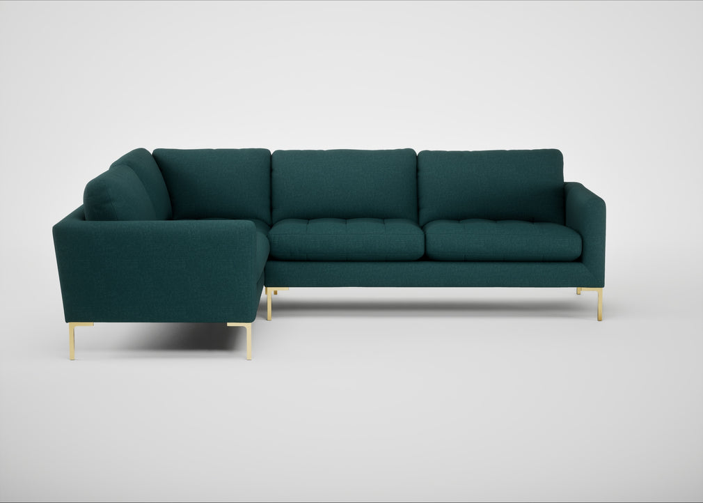 Eton Left Hand Facing Corner Sofa Brushed Cotton Pine / Brass