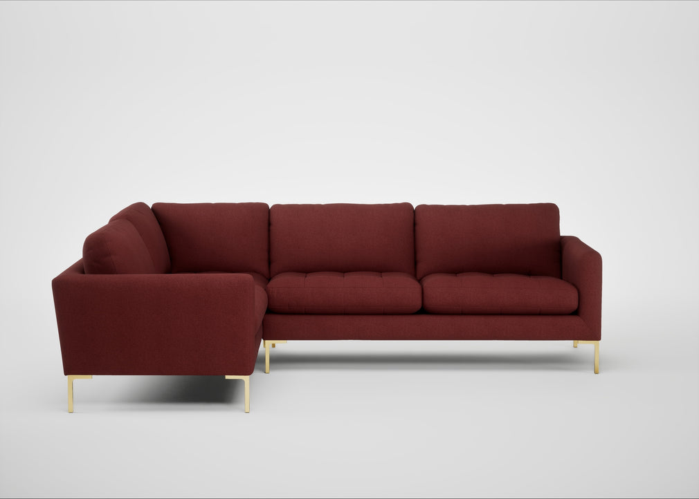 Eton Left Hand Facing Corner Sofa Capelo Linen-Cotton Etruscan Red / Brass