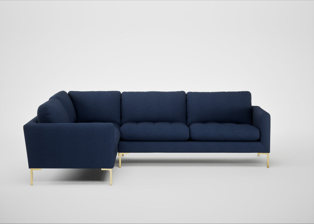 Eton Left Hand Facing Corner Sofa Capelo Linen-Cotton Inkspot / Brass