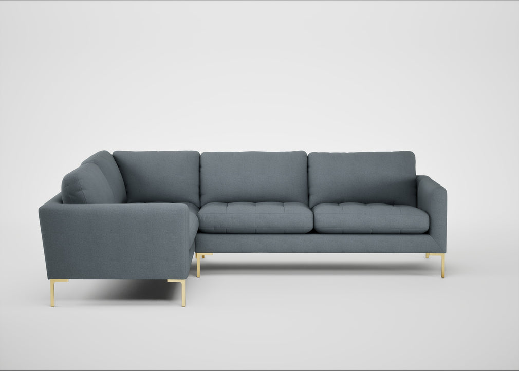 Eton Left Hand Facing Corner Sofa Capelo Linen-Cotton Mineral / Brass