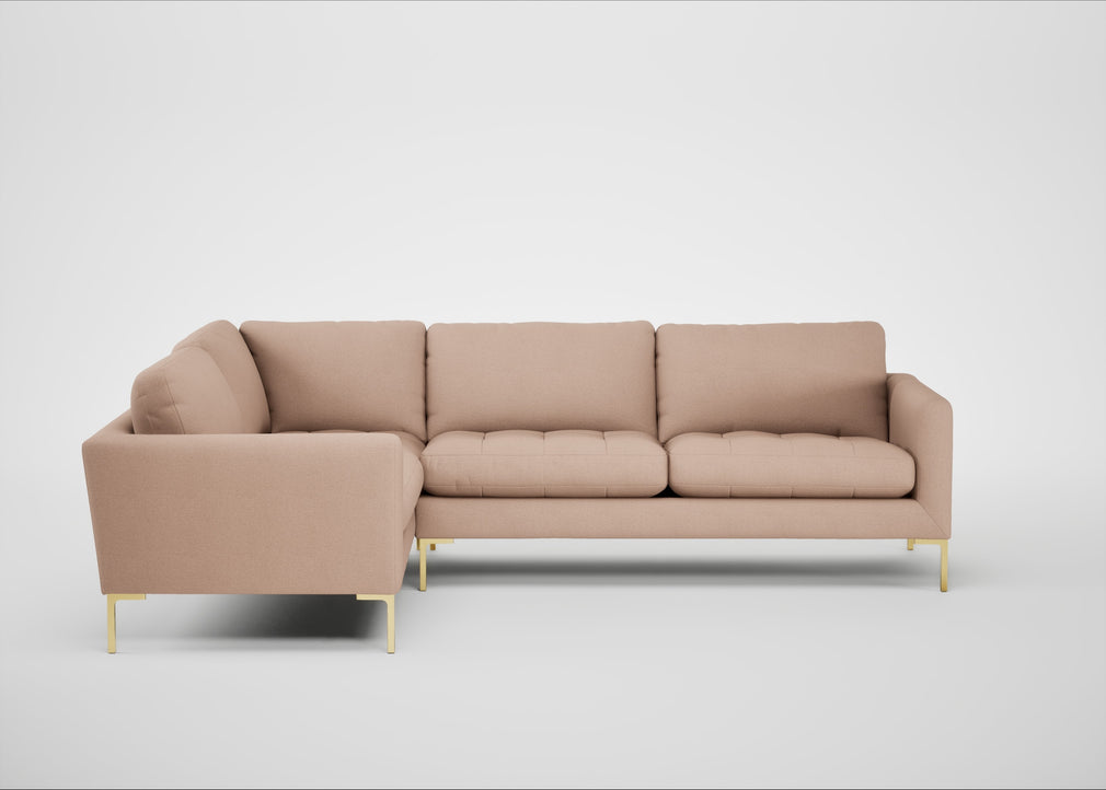 Eton Left Hand Facing Corner Sofa Capelo Linen-Cotton Rosedale / Brass