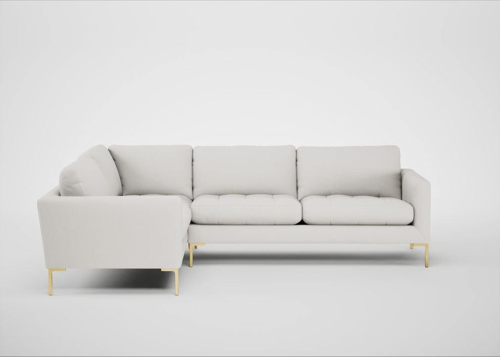 Eton Left Hand Facing Corner Sofa Capelo Linen-Cotton Sea Salt / Brass