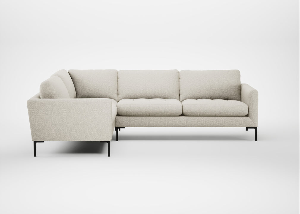 Eton Left Hand Facing Corner Sofa Chunky Boucle Ecru / Black