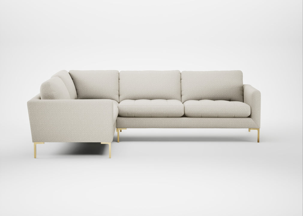 Eton Left Hand Facing Corner Sofa Chunky Boucle Ecru / Brass