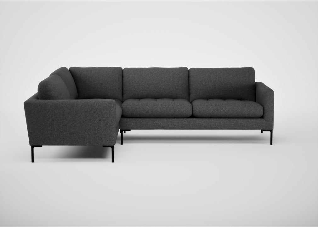 Eton Left Hand Facing Corner Sofa Melton Wool Granite / Black