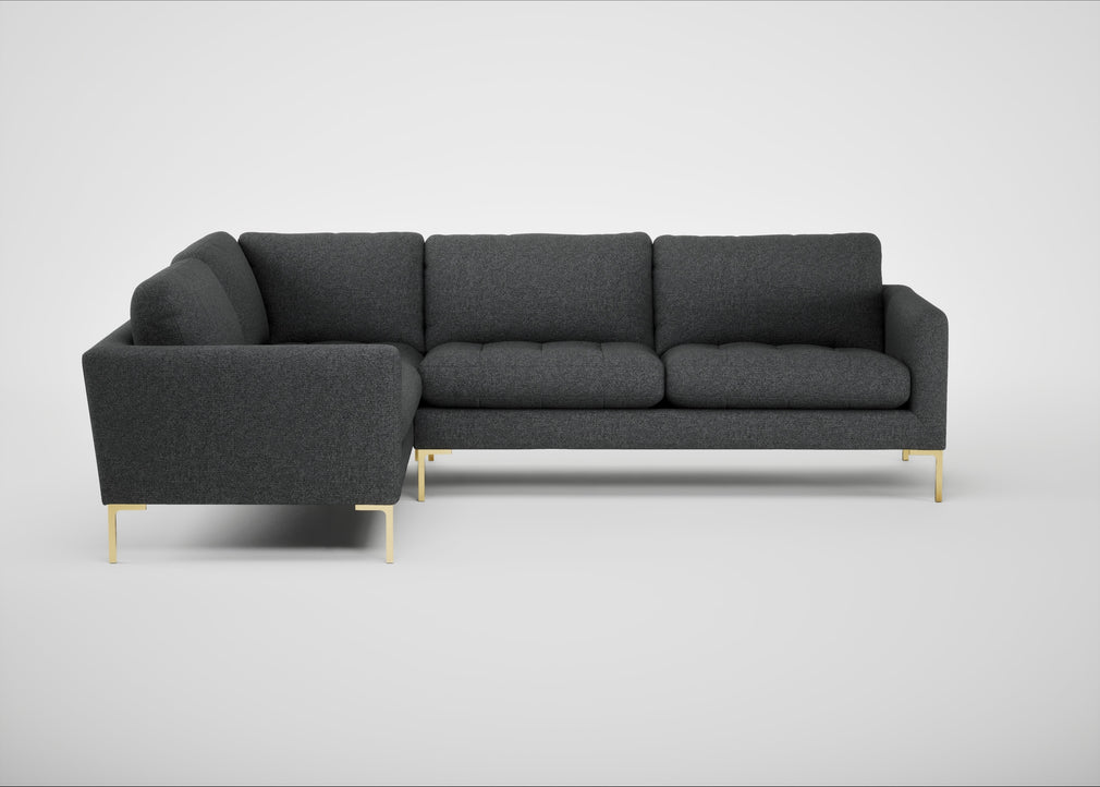 Eton Left Hand Facing Corner Sofa Melton Wool Granite / Brass