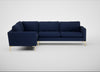 Eton Left Hand Facing Corner Sofa Melton Wool New Navy / Brass