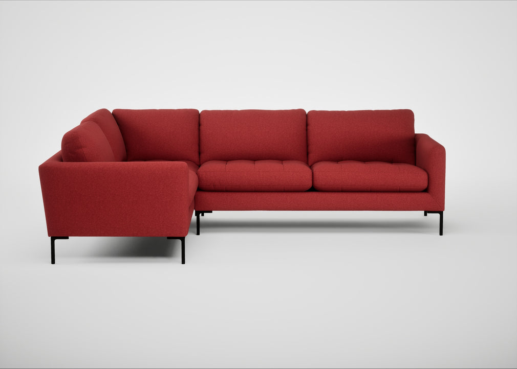 Eton Left Hand Facing Corner Sofa Melton Wool Red Oxide / Black