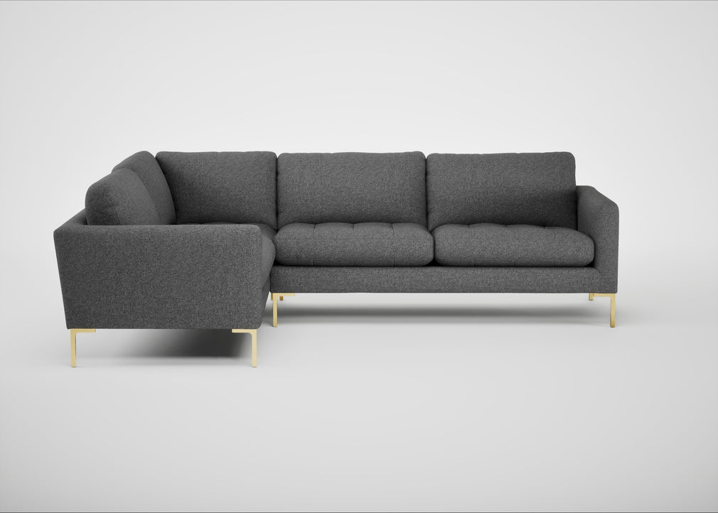 Eton Left Hand Facing Corner Sofa Melton Wool Shale / Brass